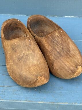 Vintage carved wooden clogs